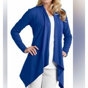 Coolibar blue UPF 50 sun wrap cardigan sweater large